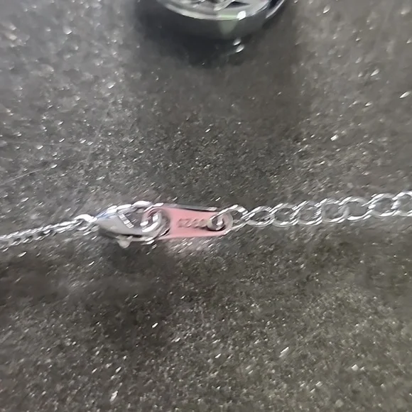 Sterling silver box chain necklace with amethyst heart and moon pendant jewelry - Picture 4 of 7